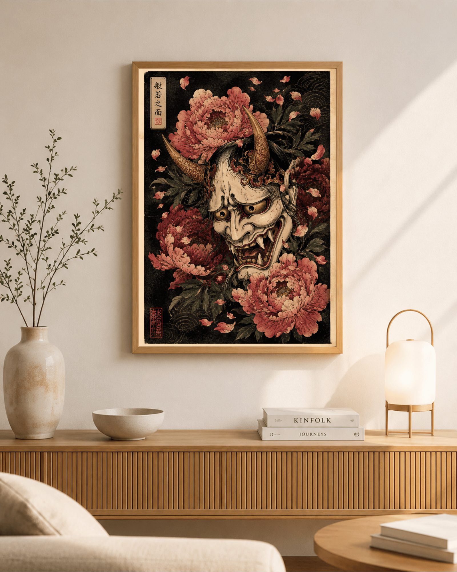 Hannya Maskesi  Japon Şakayık Posteri poster tablo çerçeveli